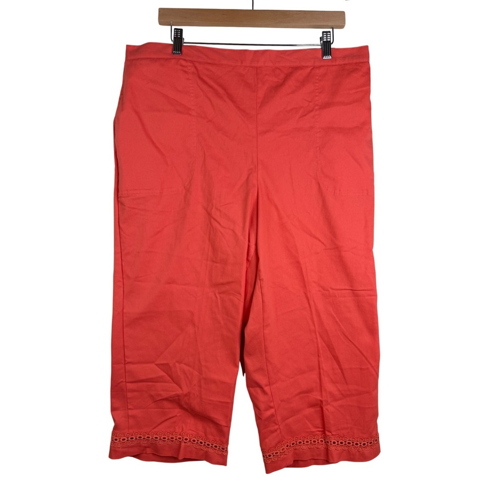 NEW Alfred Dunner Womens Capri Pants Pull On Tiki Time Tangerine Orange 18W